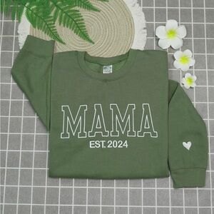 Olive Green 'MAMA EST.2024' Sweatshirt